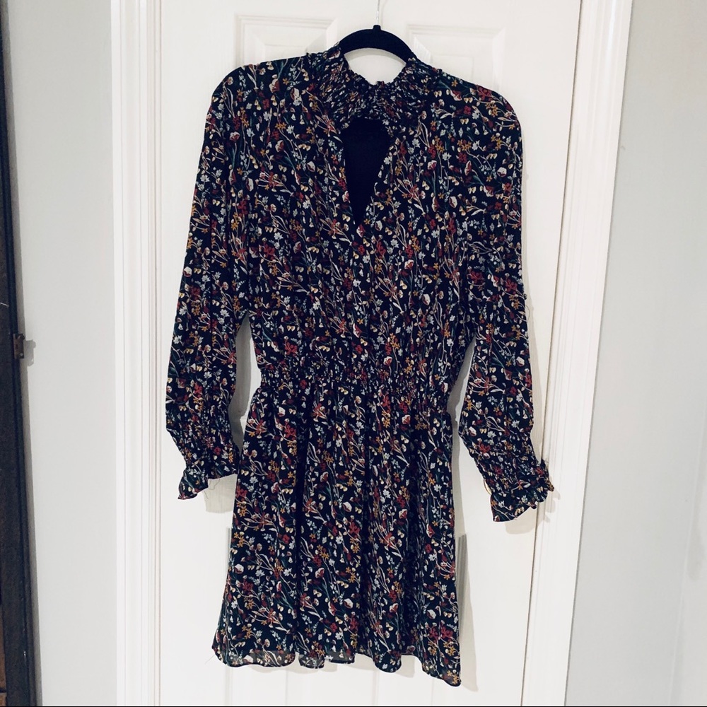 RACHEL ROY Black Ruffled Floral Dress